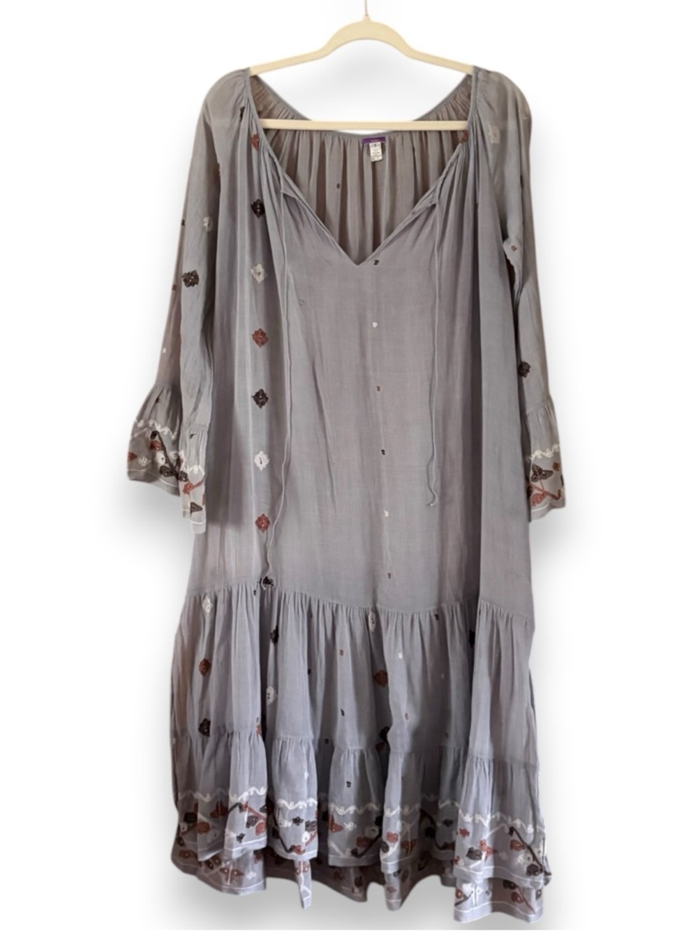 Dosa Blue Embroidered Midi Dress Size XS (Dosa 1) Boho Summer Festival Coastal